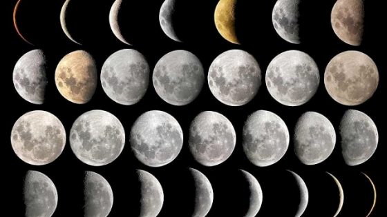 يظهر القمر بأطوار مختلفة بسبب دوران الأرض حول الشمس
